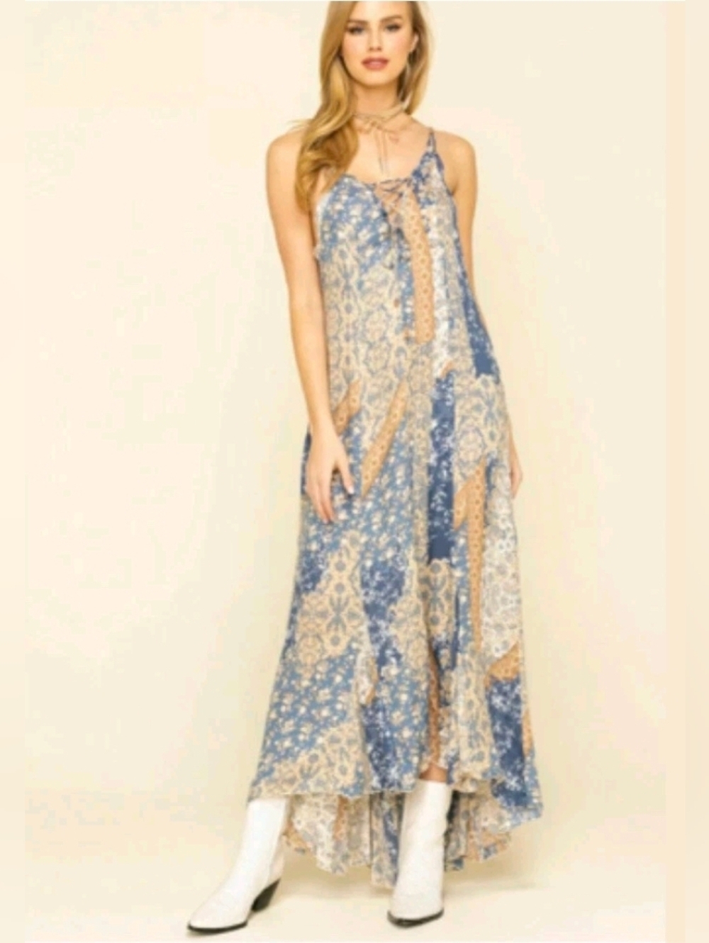 Free People Work of Art Printed Boho Maxi Dress Festival Cottagecore Floral